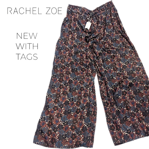NWT Rachel Zoe Oversized Silky Fall Floral Lounge Pant - Picture 2 of 8